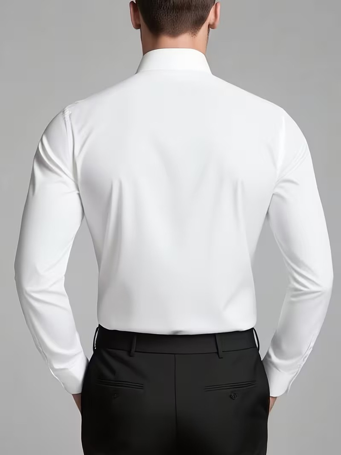 Image of JexPuti Men Solid Formal White Shirt