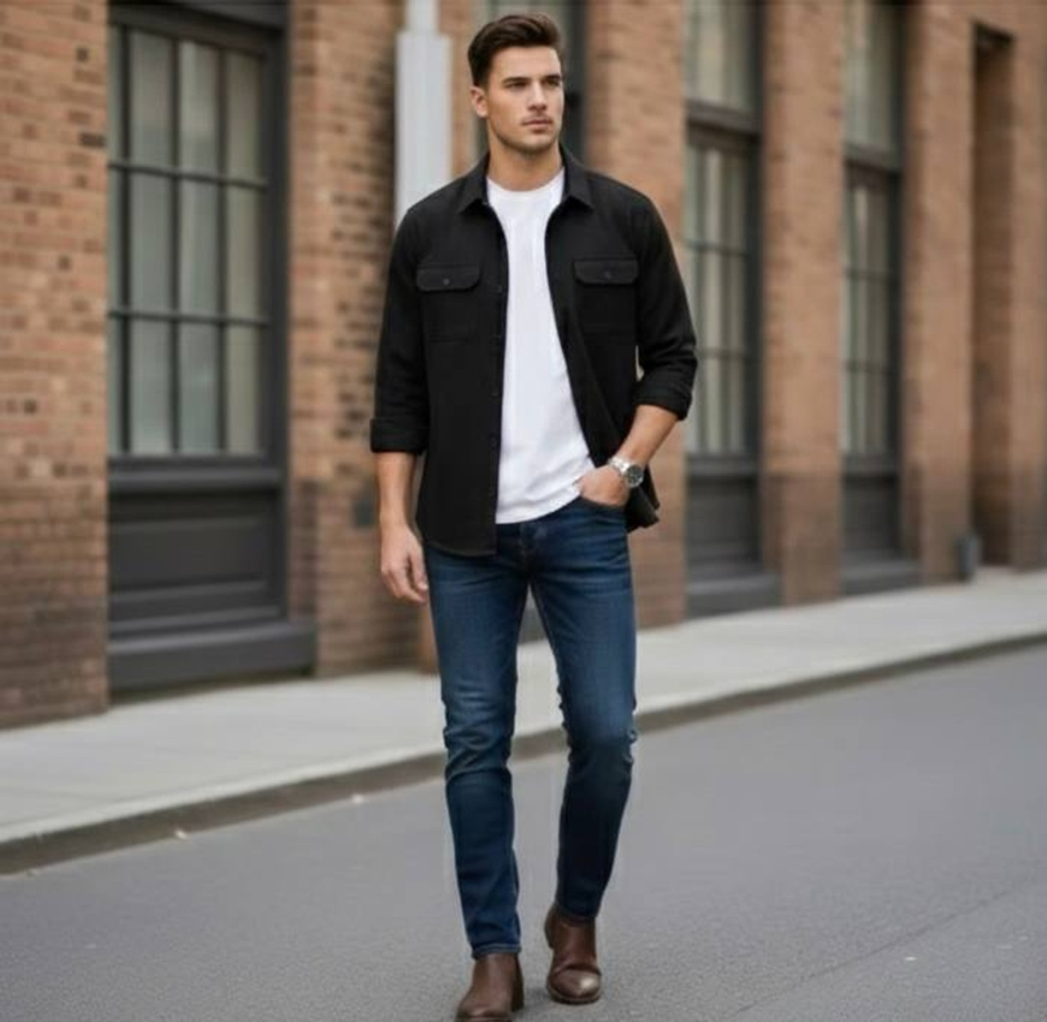 Image of JCOSTA Men Solid Casual Black Shirt
