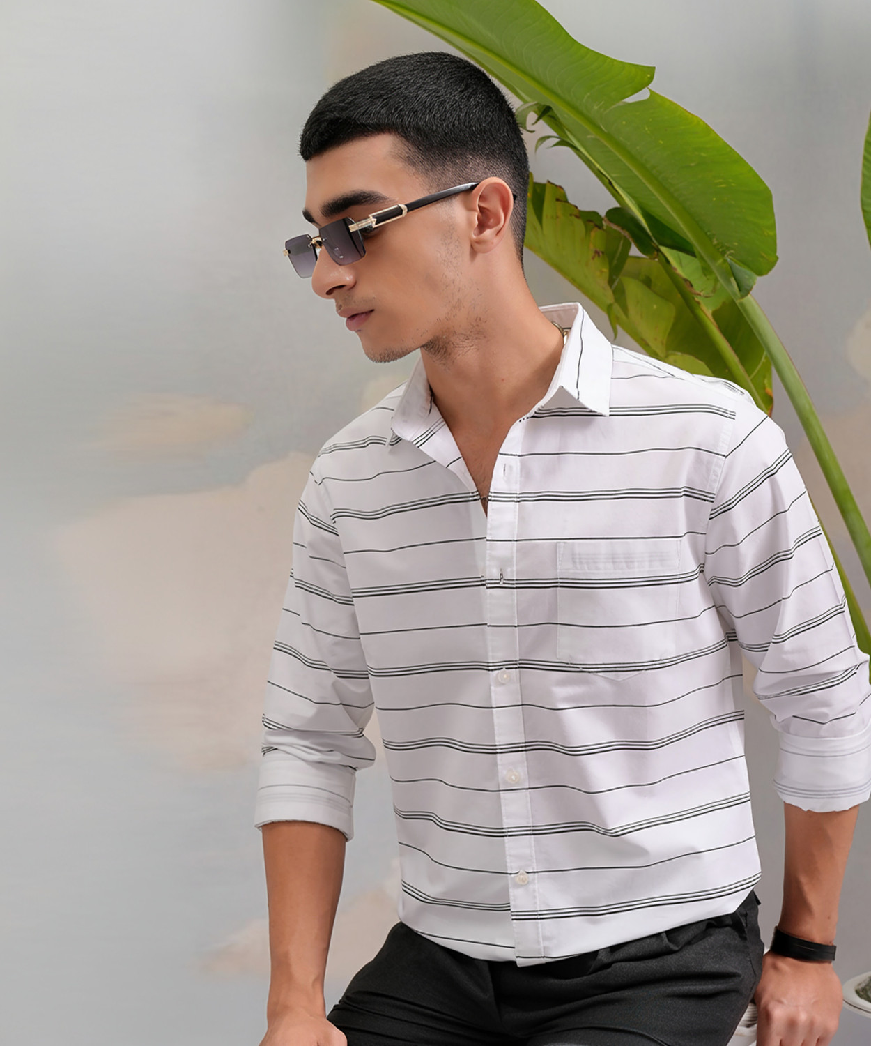 Image of HIGHLANDER Men Striped Formal Multicolor Shirt