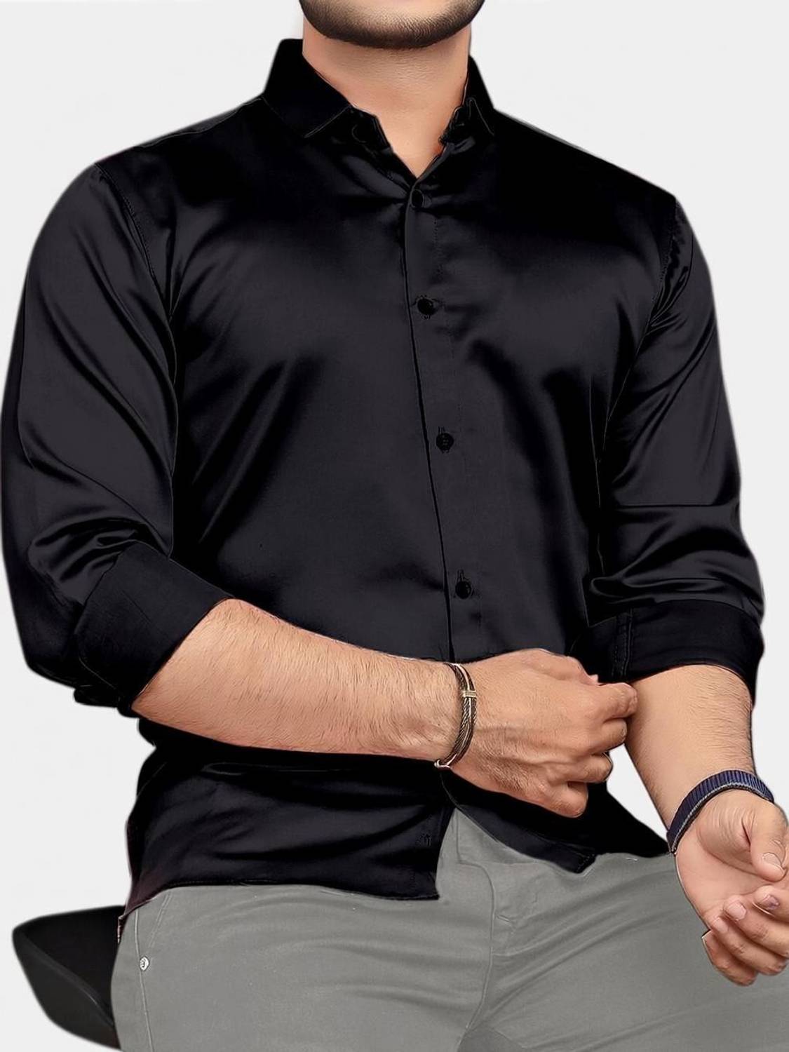VezVoR Men Black Party Shirt - Image 1