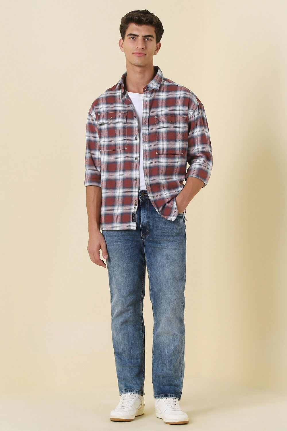 Image of Allen Solly Men Checkered Casual Multicolor Shirt