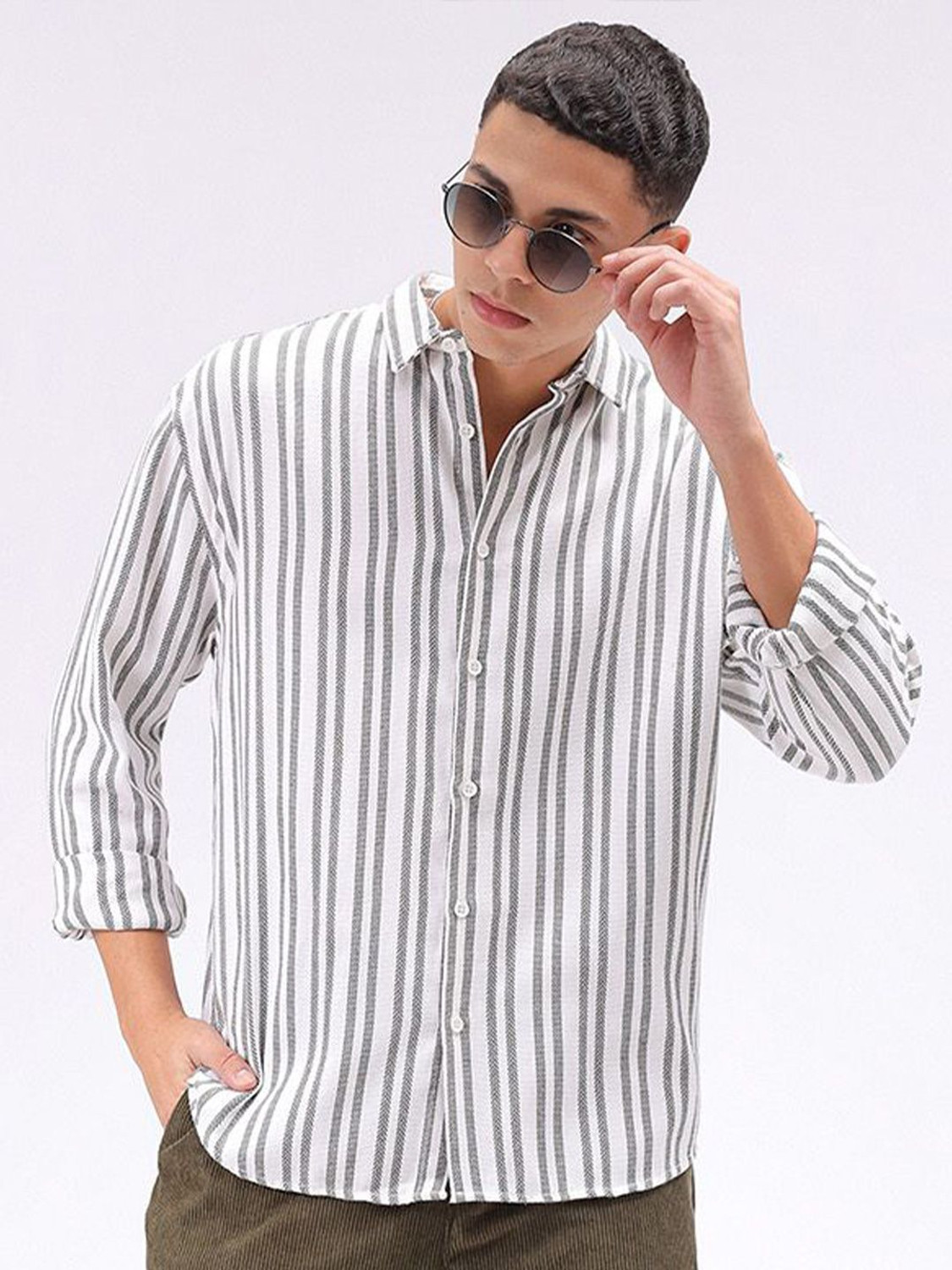 Image of The Indian Garage Co. Men Solid Beach Wear White Shirt