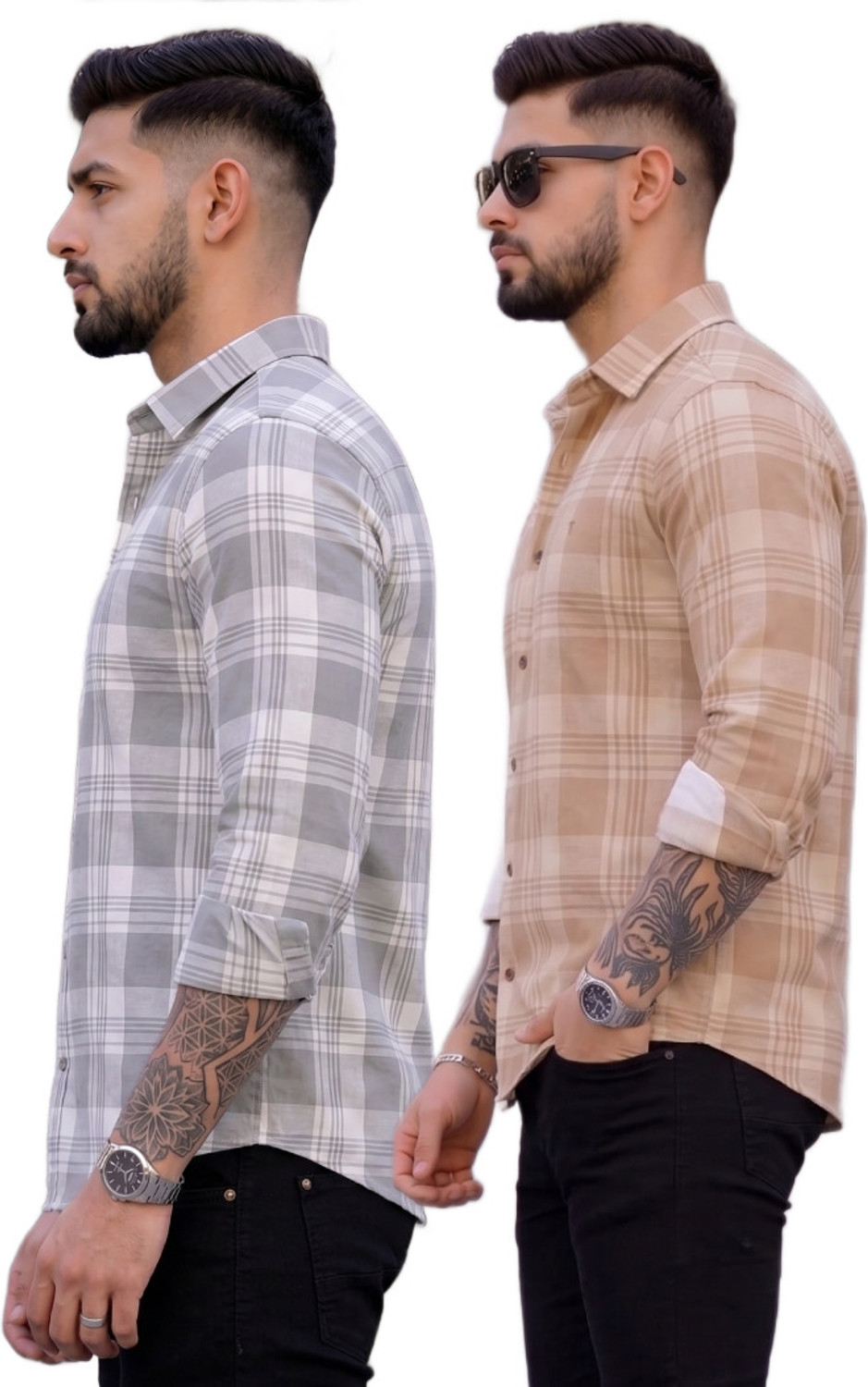 Image of drezia Men Checkered Casual Multicolor Shirt