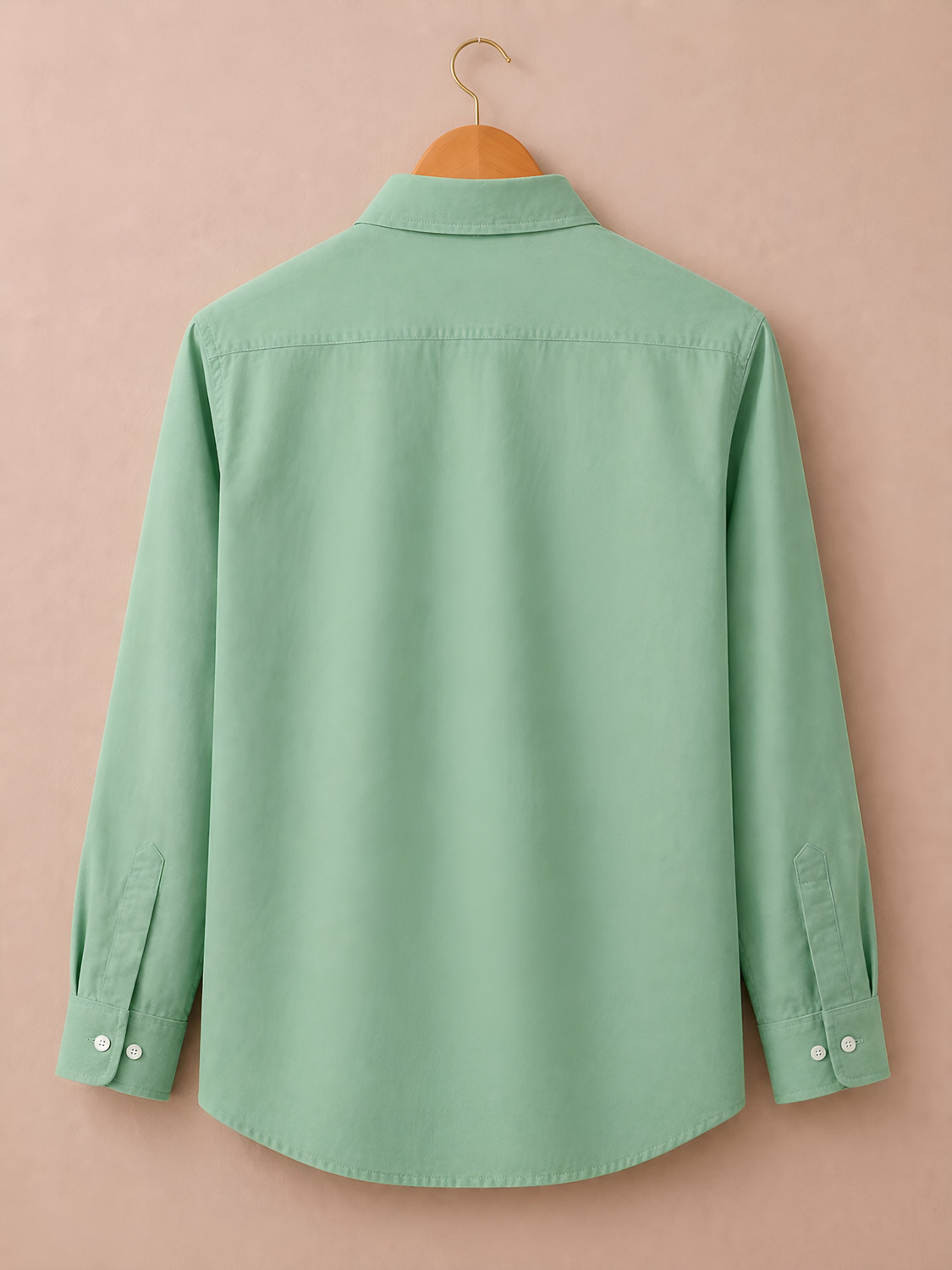 Image of FOXEY Men Solid Casual Light Green Shirt