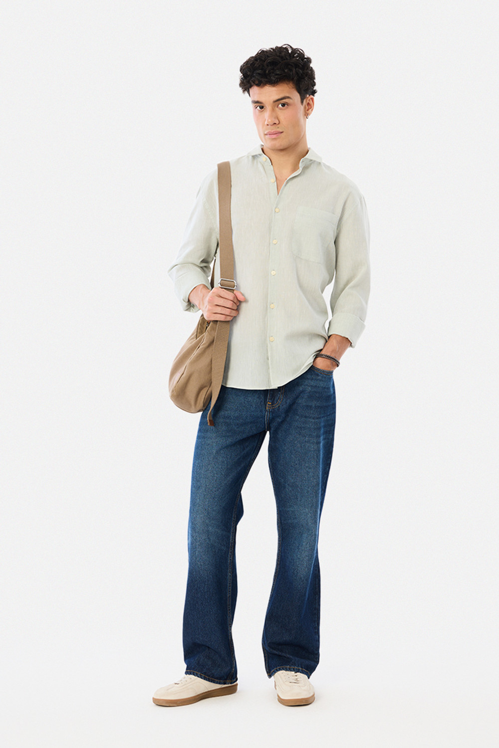 Image of Snitch Men Solid Casual Light Green Shirt