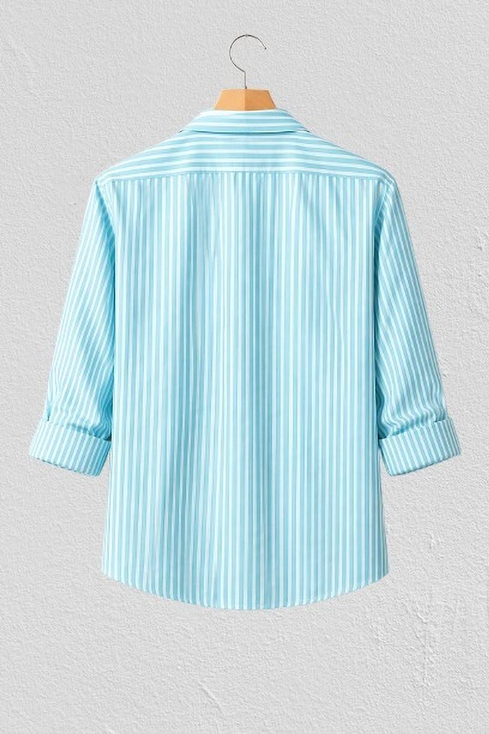 TYRELL Men Striped Light Green Casual Shirt - Image 2
