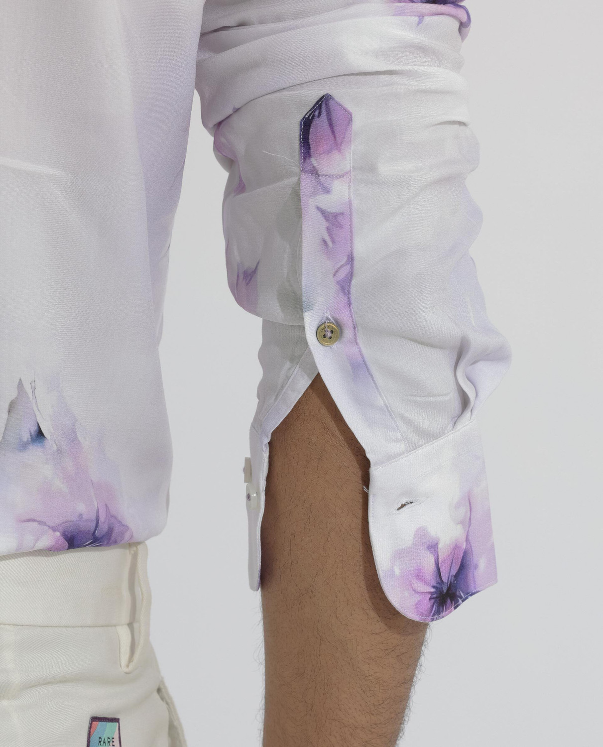 Image of RARE RABBIT Men Printed Casual White Shirt