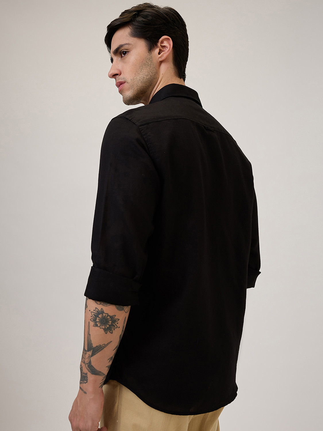 Image of Spykar Men Solid Casual Black Shirt