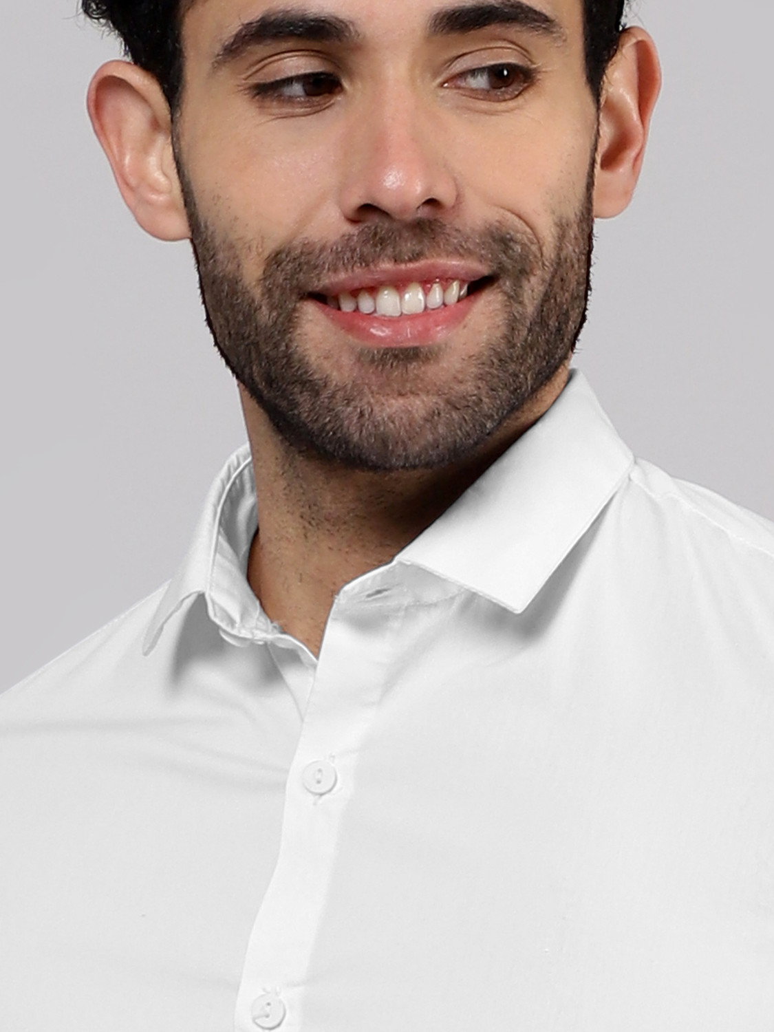 Image of BEYOUNG Men Solid Formal White Shirt