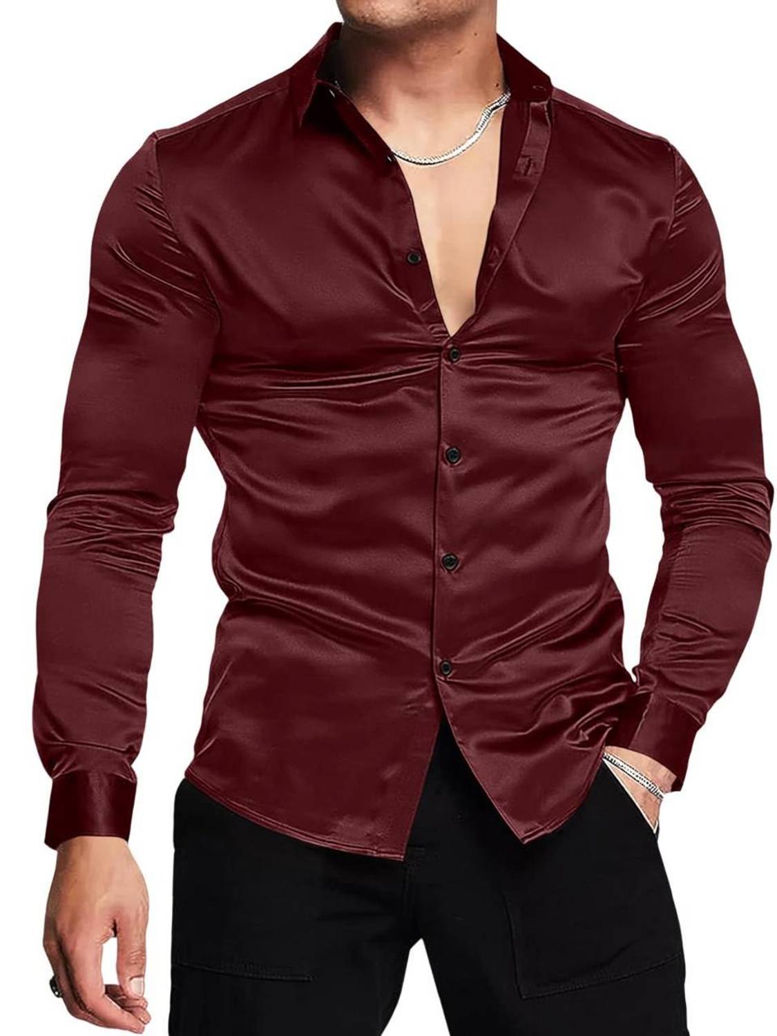 bellstone Men Solid Casual Maroon Shirt