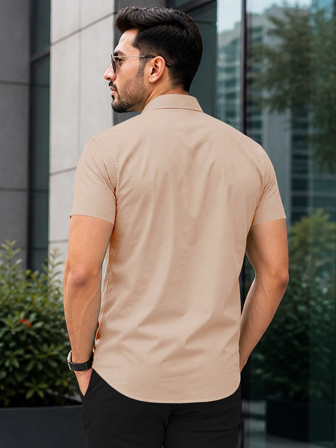 Image of VeBNoR Men Solid Casual Beige Shirt