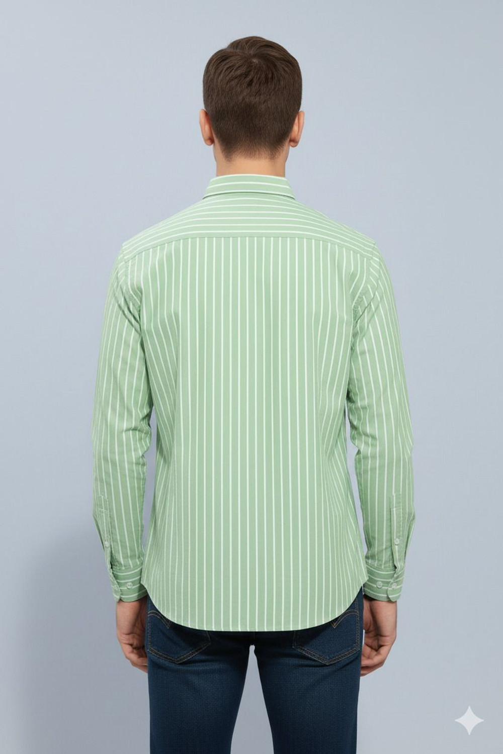 Image of HKV FASHION Men Striped Casual Green Shirt