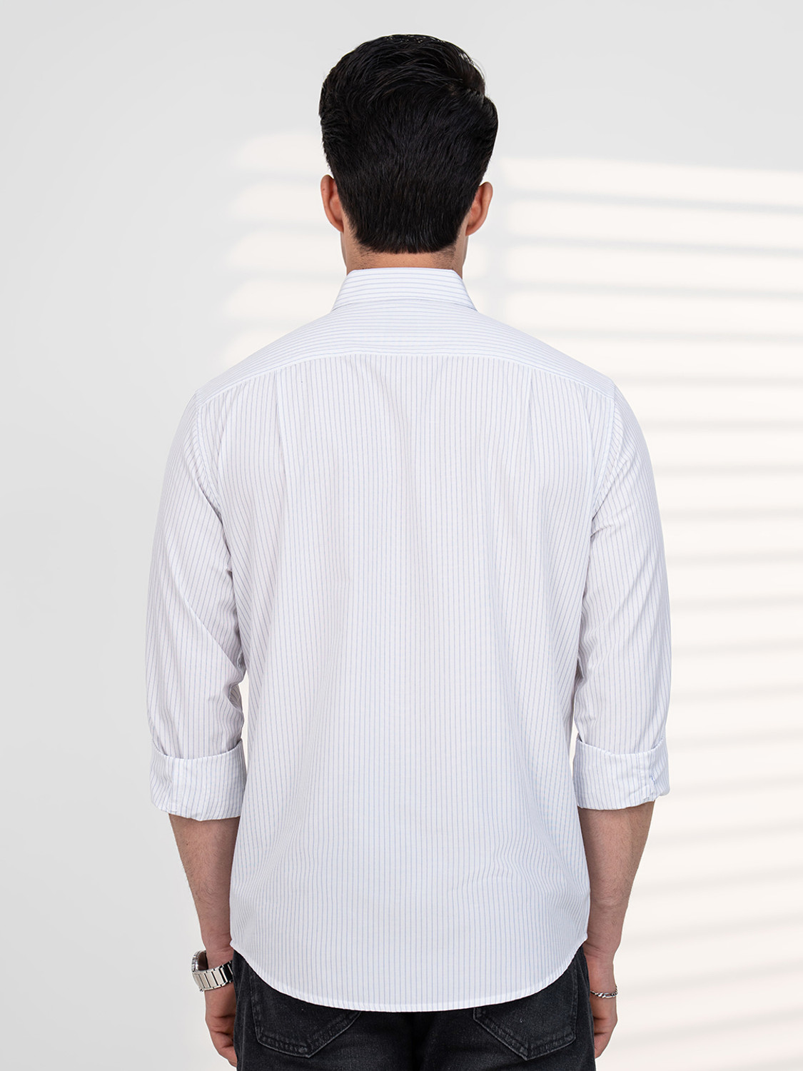 Image of RED TAPE Men Self Design Casual Blue Shirt