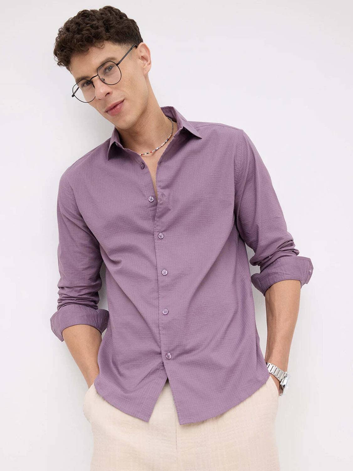VASTRADO Men Purple Casual Shirt - Image 4