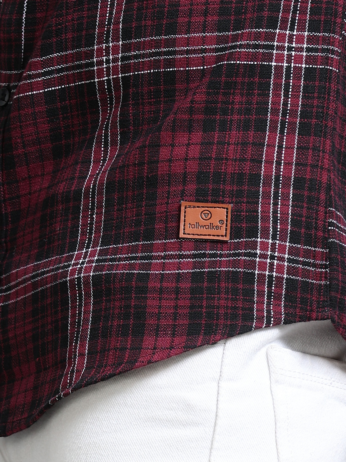 Image of tallwalker Men Checkered Casual Maroon Shirt