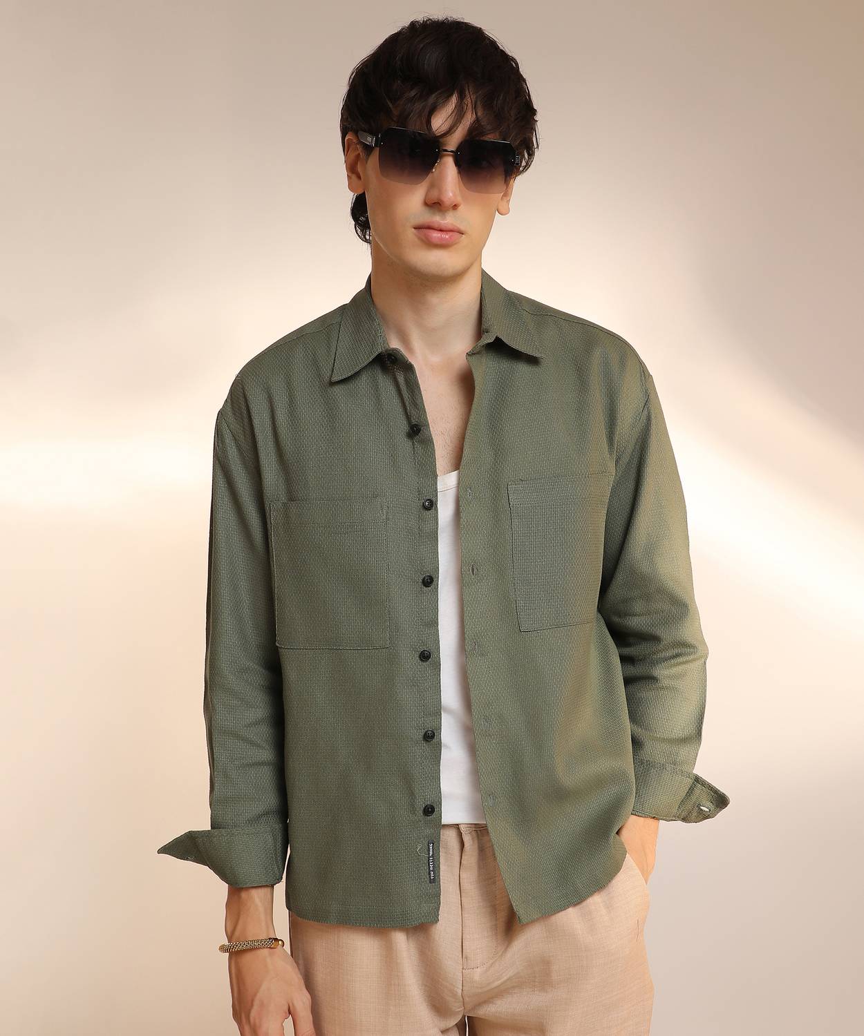 CAHOOT Men Printed Casual Green Shirt