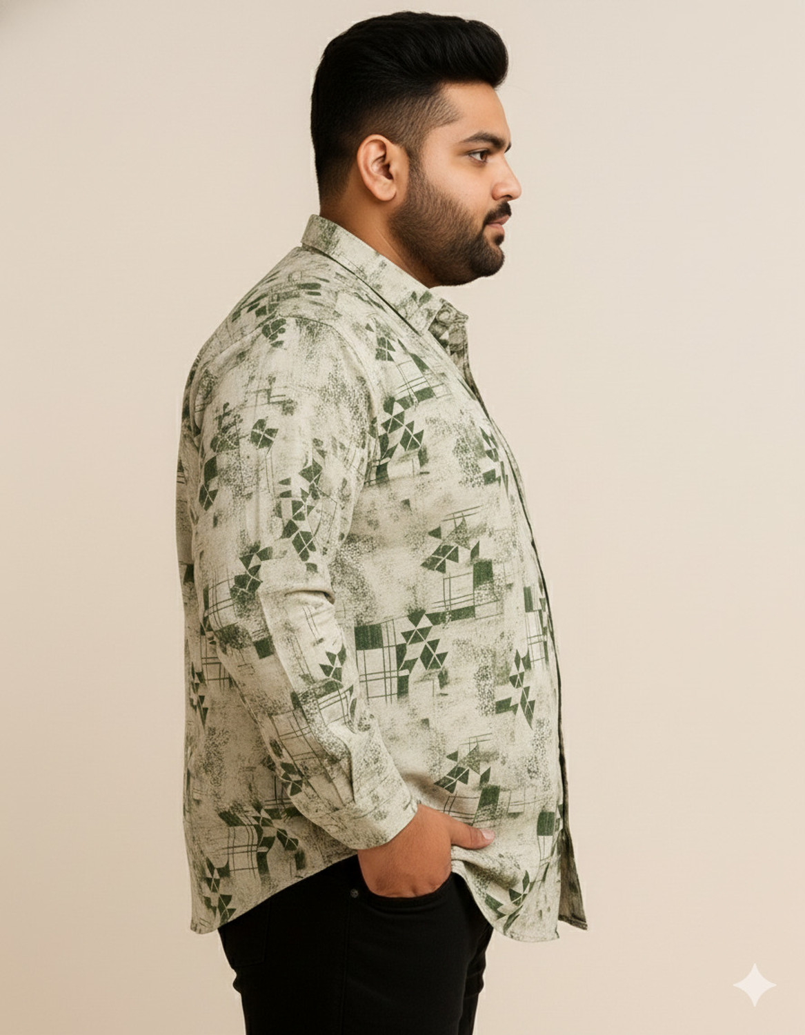 Image of Saroo Men Printed Casual Light Green, Dark Green Shirt