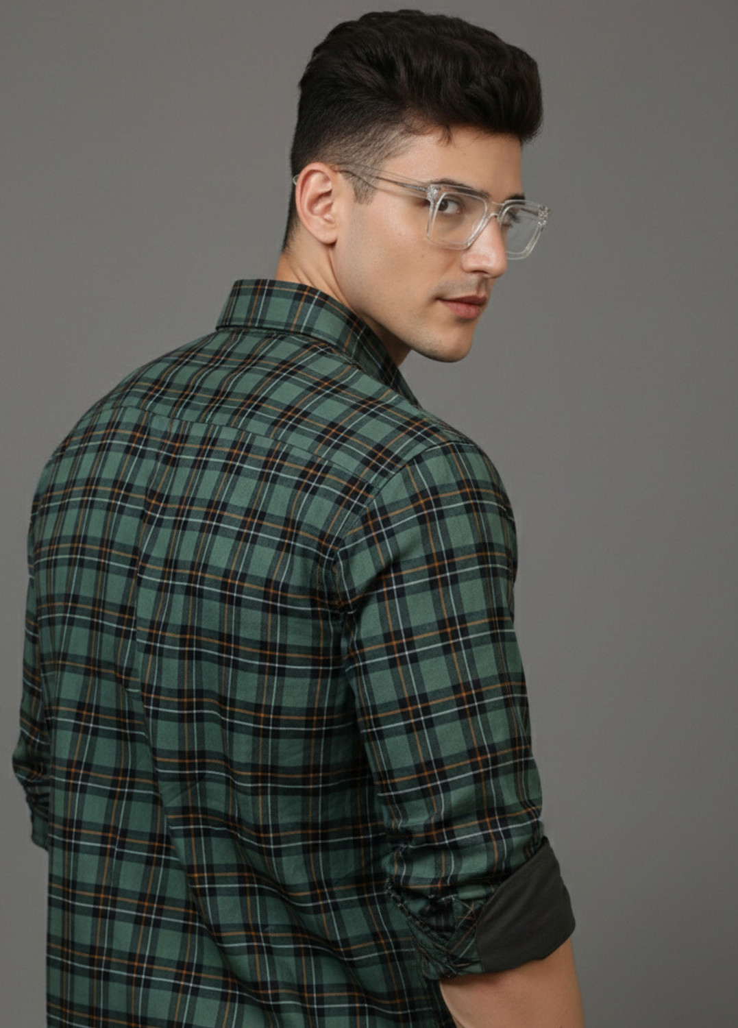 Image of Roadster Men Checkered Casual Green Shirt
