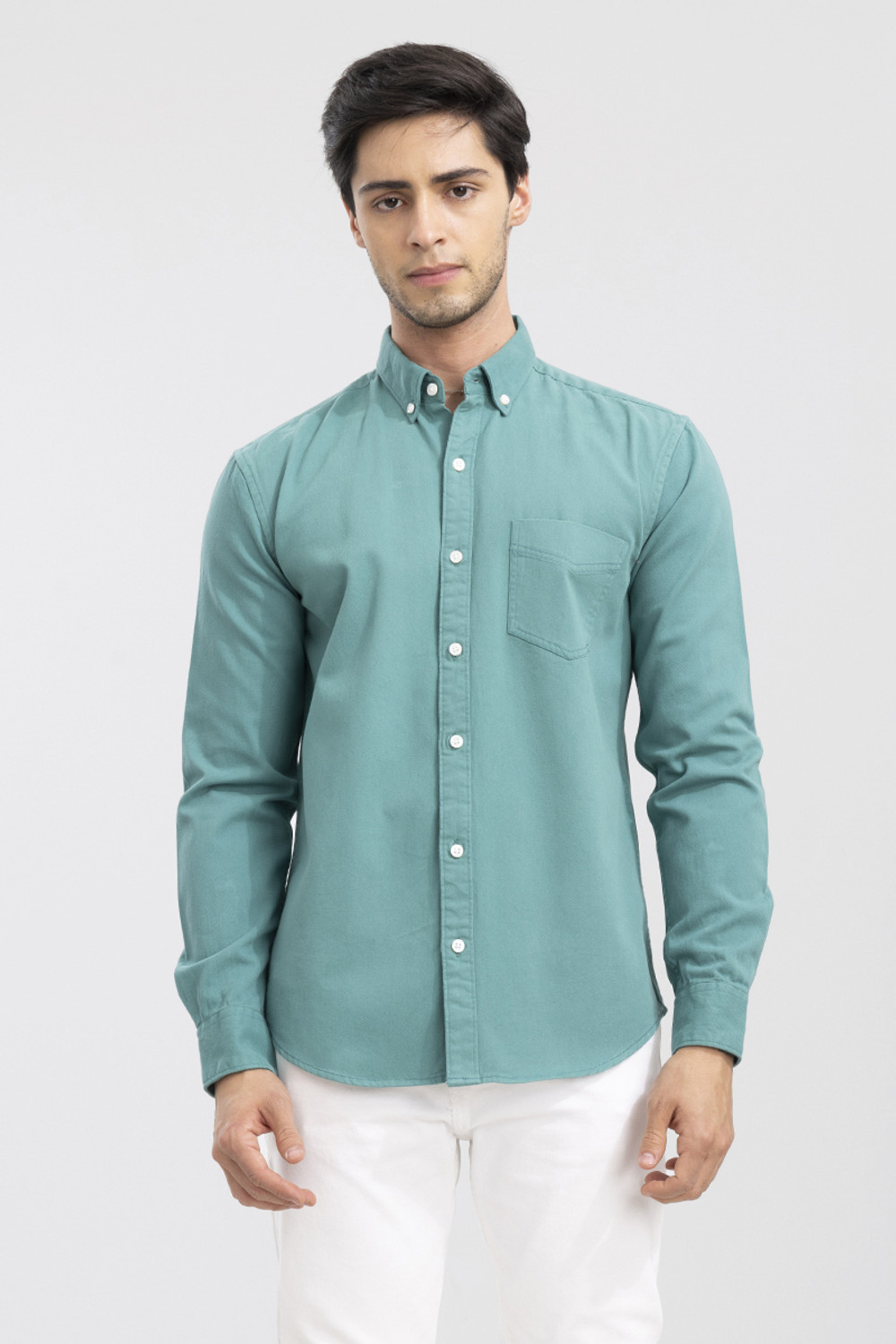 Image of Snitch Men Solid Casual Green Shirt