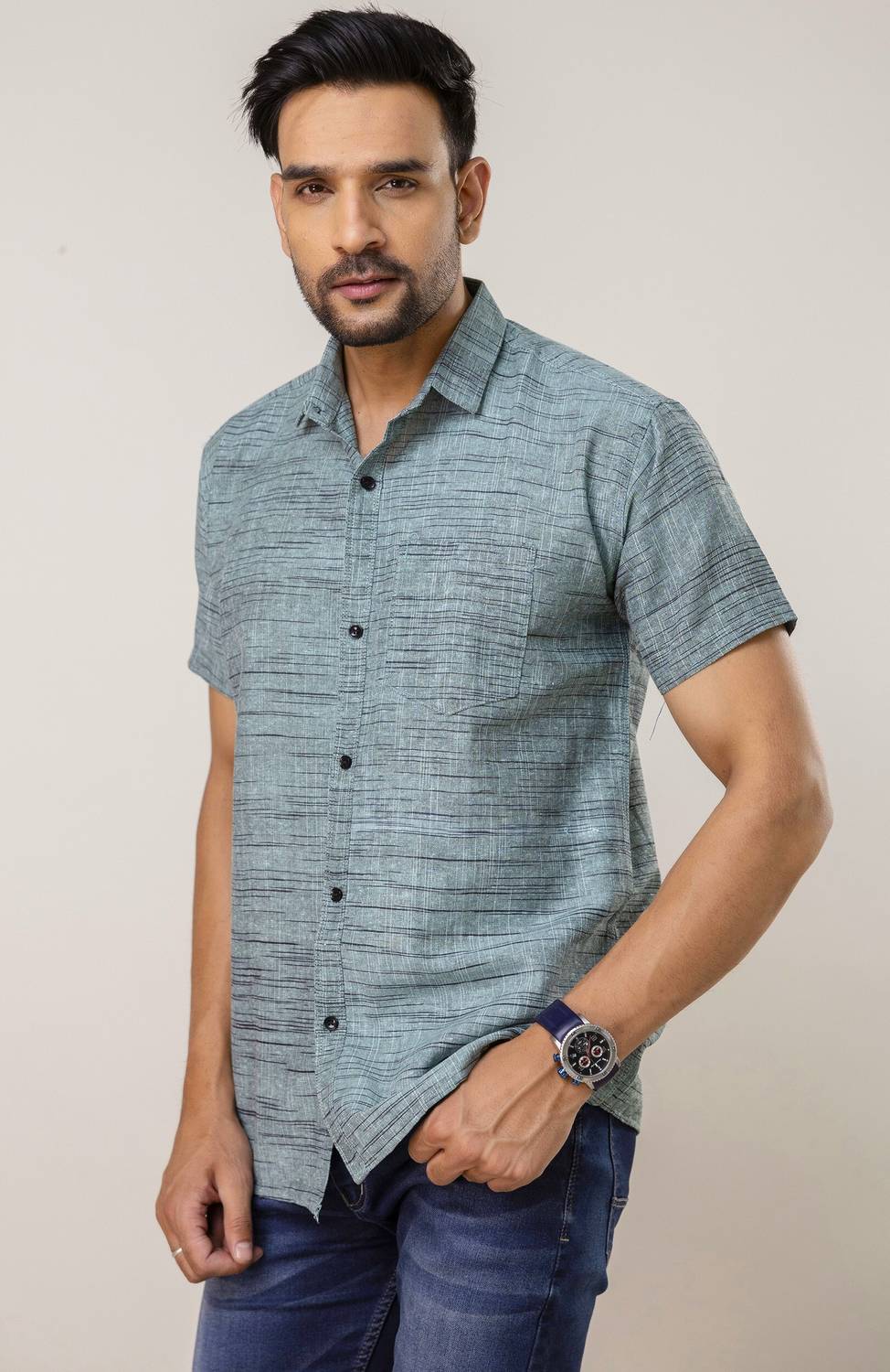 AUZAAI COLLECTION Men Washed Casual Multicolor Shirt