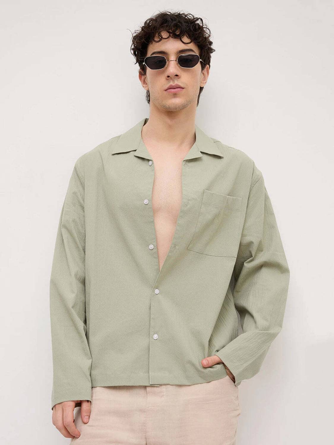 VASTRADO Men Light Green Shirt