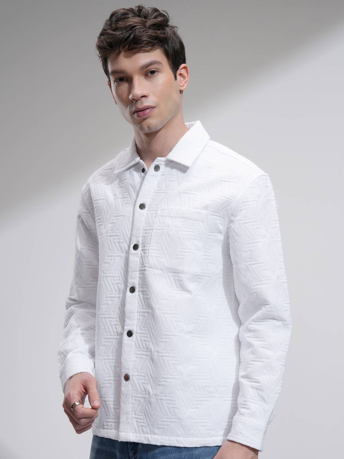 HIGHLANDER Men White Printed Casual Shirt - Image 4