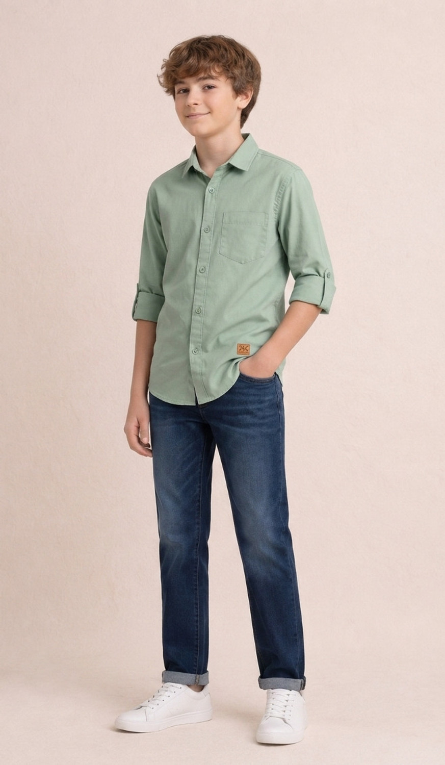Image of KILLER Boys Solid Casual Green Shirt