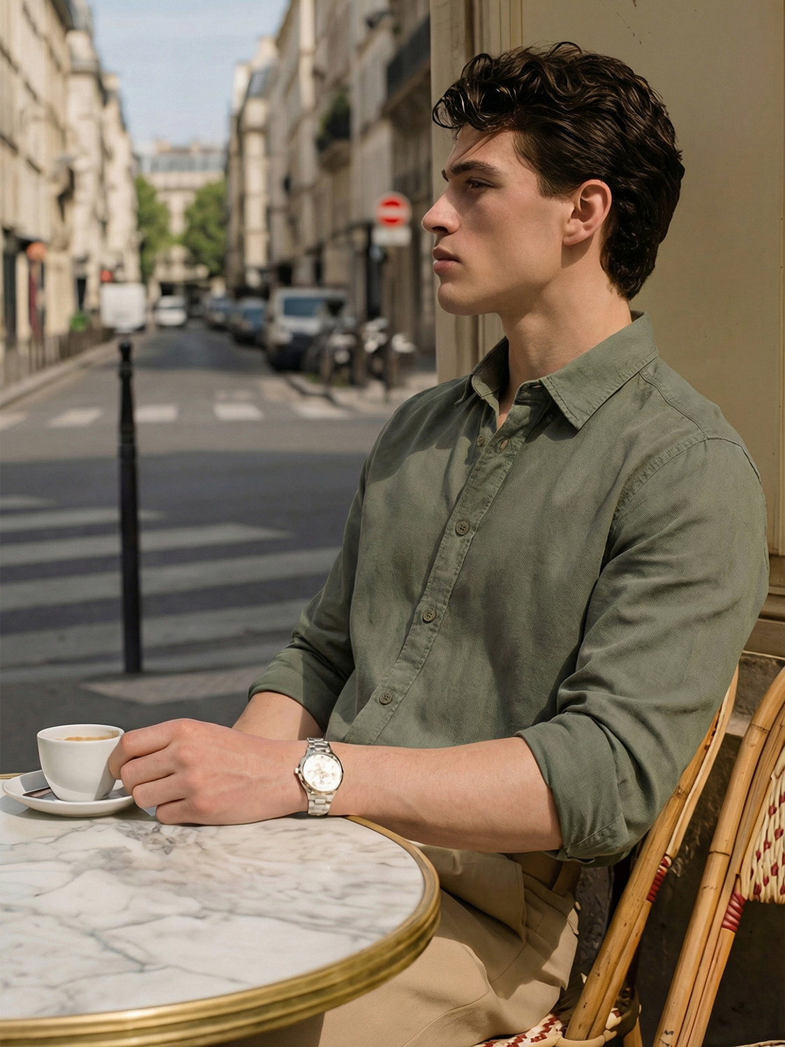 Image of LOCOMOTIVE Men Self Design Casual Green Shirt
