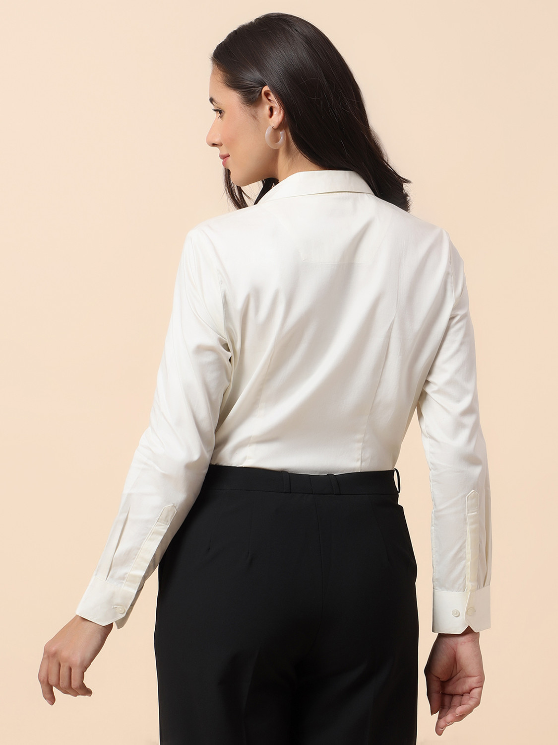 Image of CANTABIL Women Solid Formal White Shirt