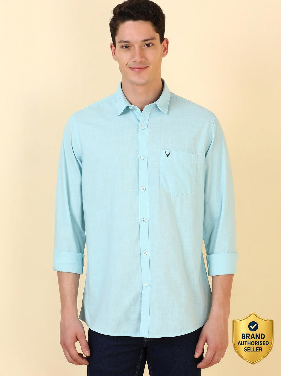Image of Allen Solly Men Comfort Fit Solid Casual Shirt