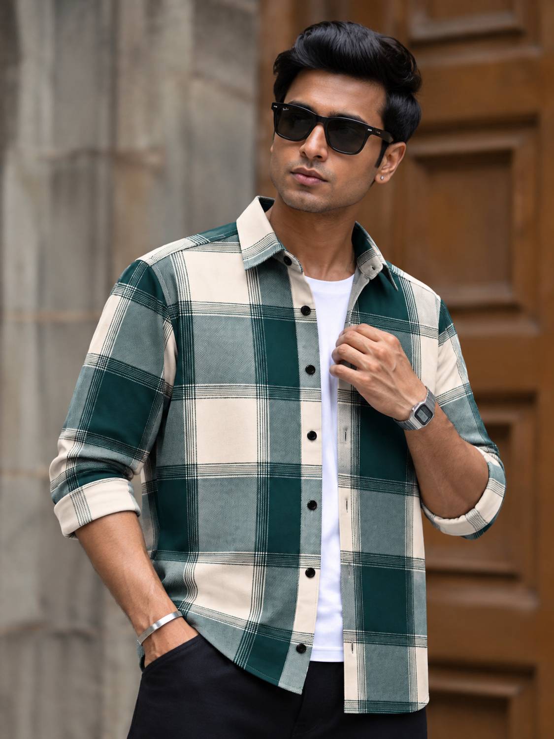 Nofilter Men Checkered Green Shirt - Image 3