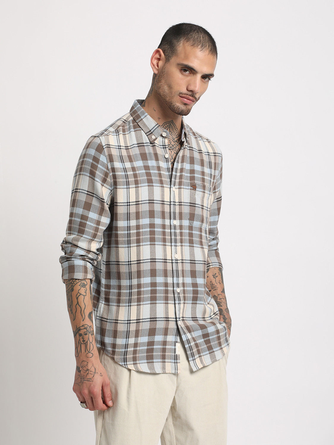 Image of THE BEAR HOUSE Men Checkered Casual Multicolor Shirt