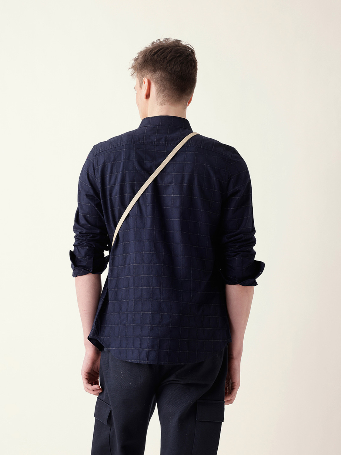 Image of THE BEAR HOUSE Men Checkered Casual Blue Shirt