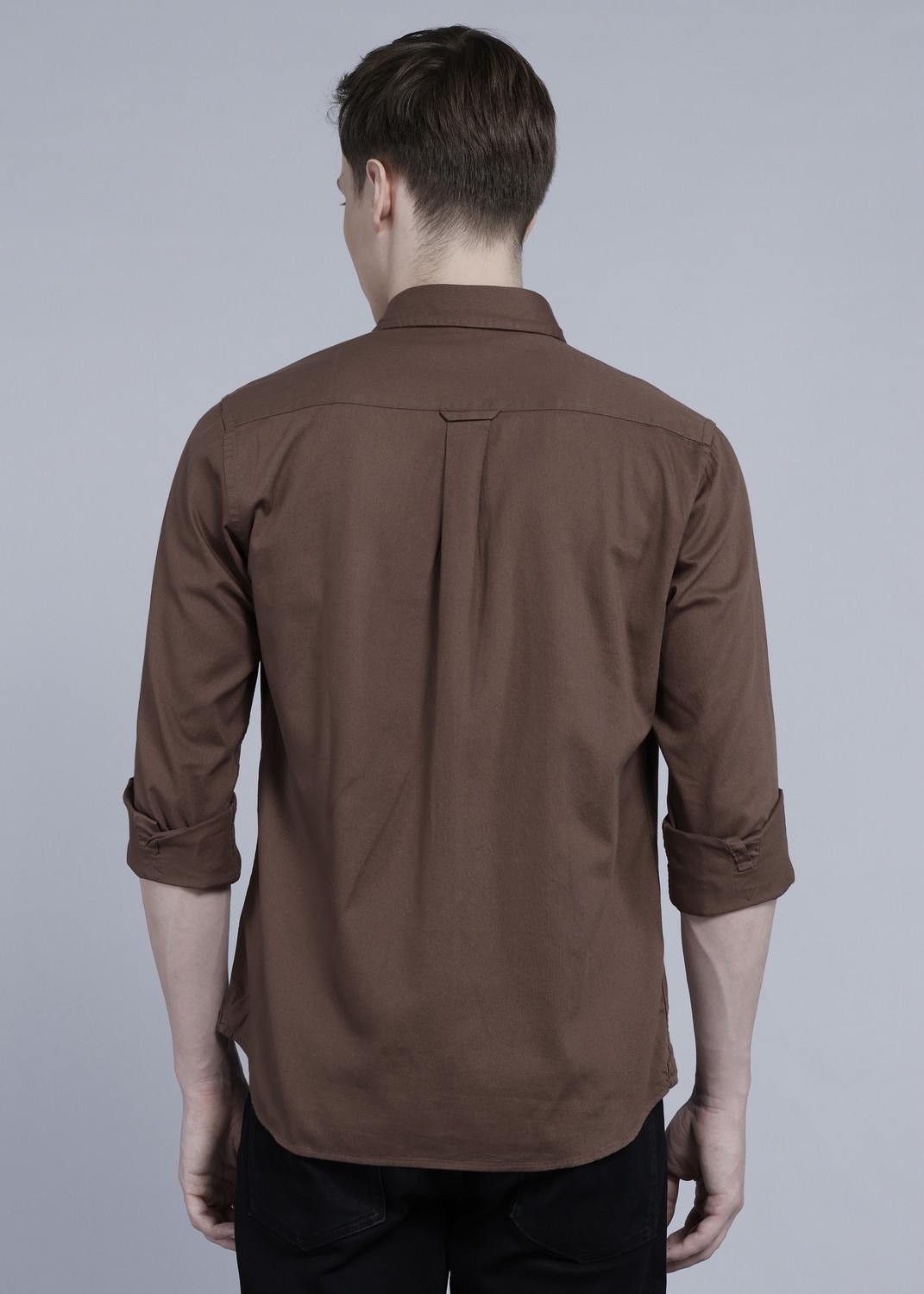 Image of U.S. POLO ASSN. Men Solid Casual Brown Shirt