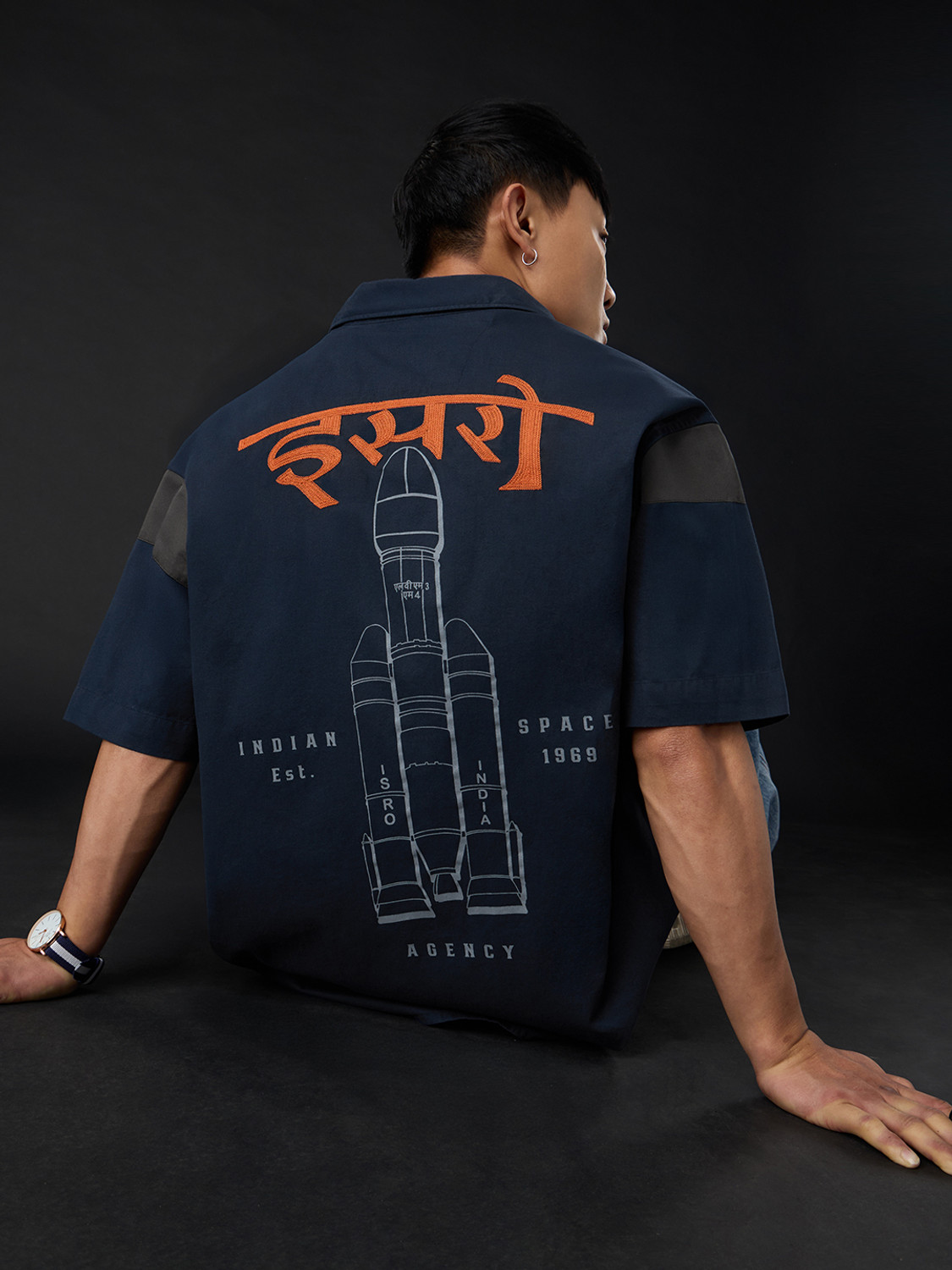 Image of The Souled Store Men Printed Casual Dark Blue Shirt