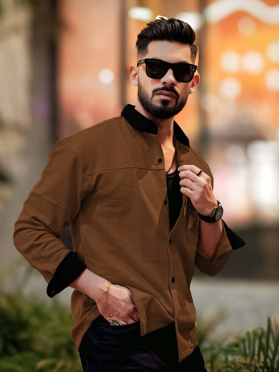 MANIAC Men Brown Casual Shirt - Image 3