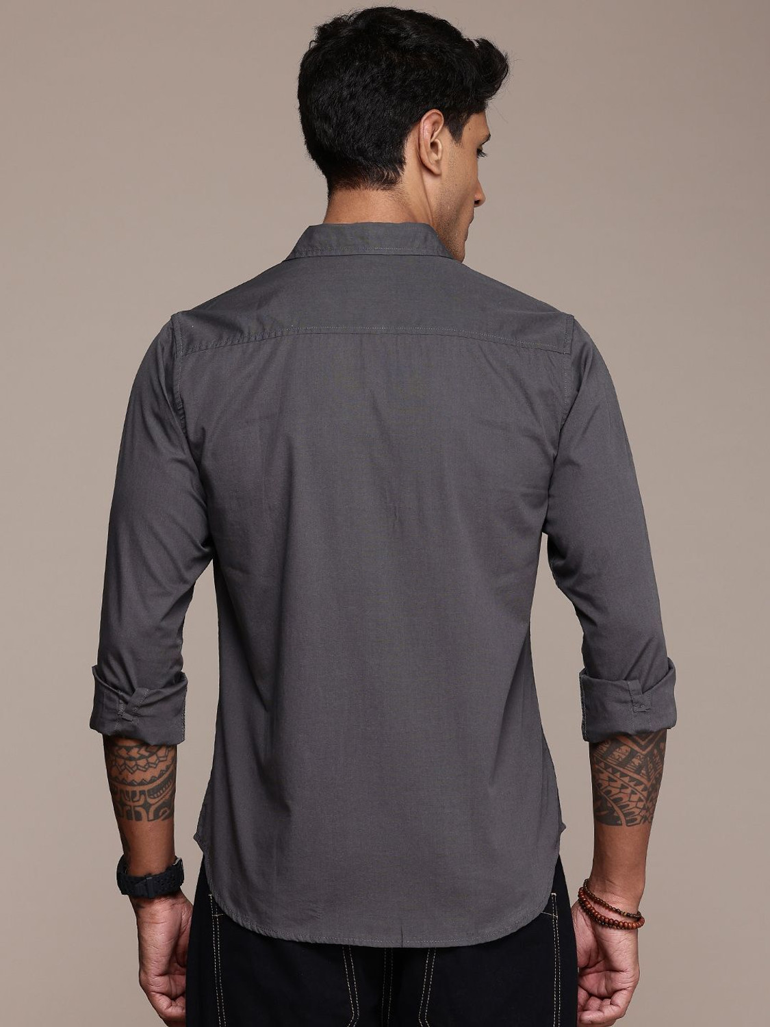 Image of Roadster Men Solid Casual Grey Shirt