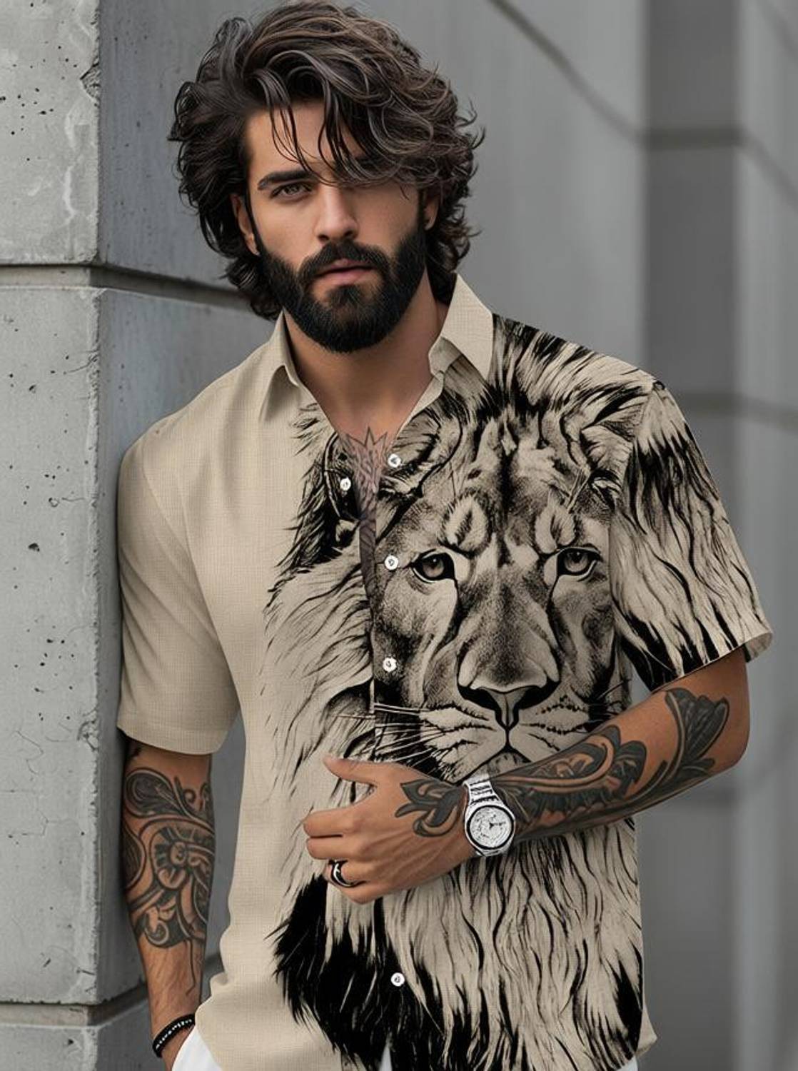 bollydolldesigner Men Graphic Print Casual Multicolor Shirt