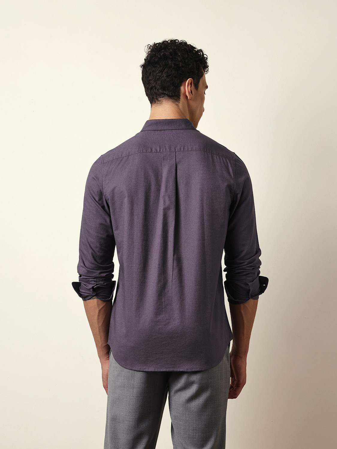 Image of THE BEAR HOUSE Men Solid Casual Grey Shirt