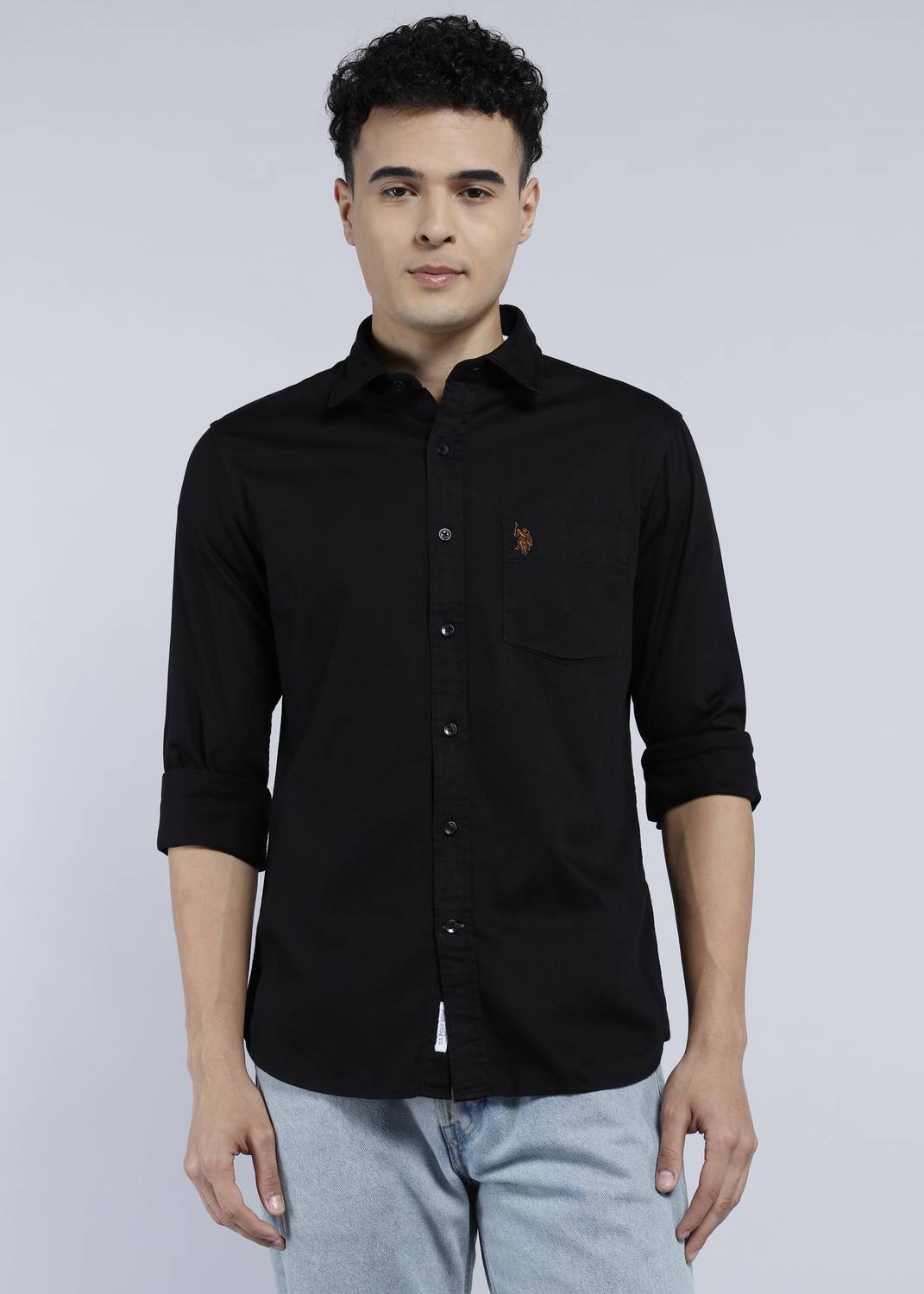U.S. POLO ASSN. Men Solid Casual Black Shirt