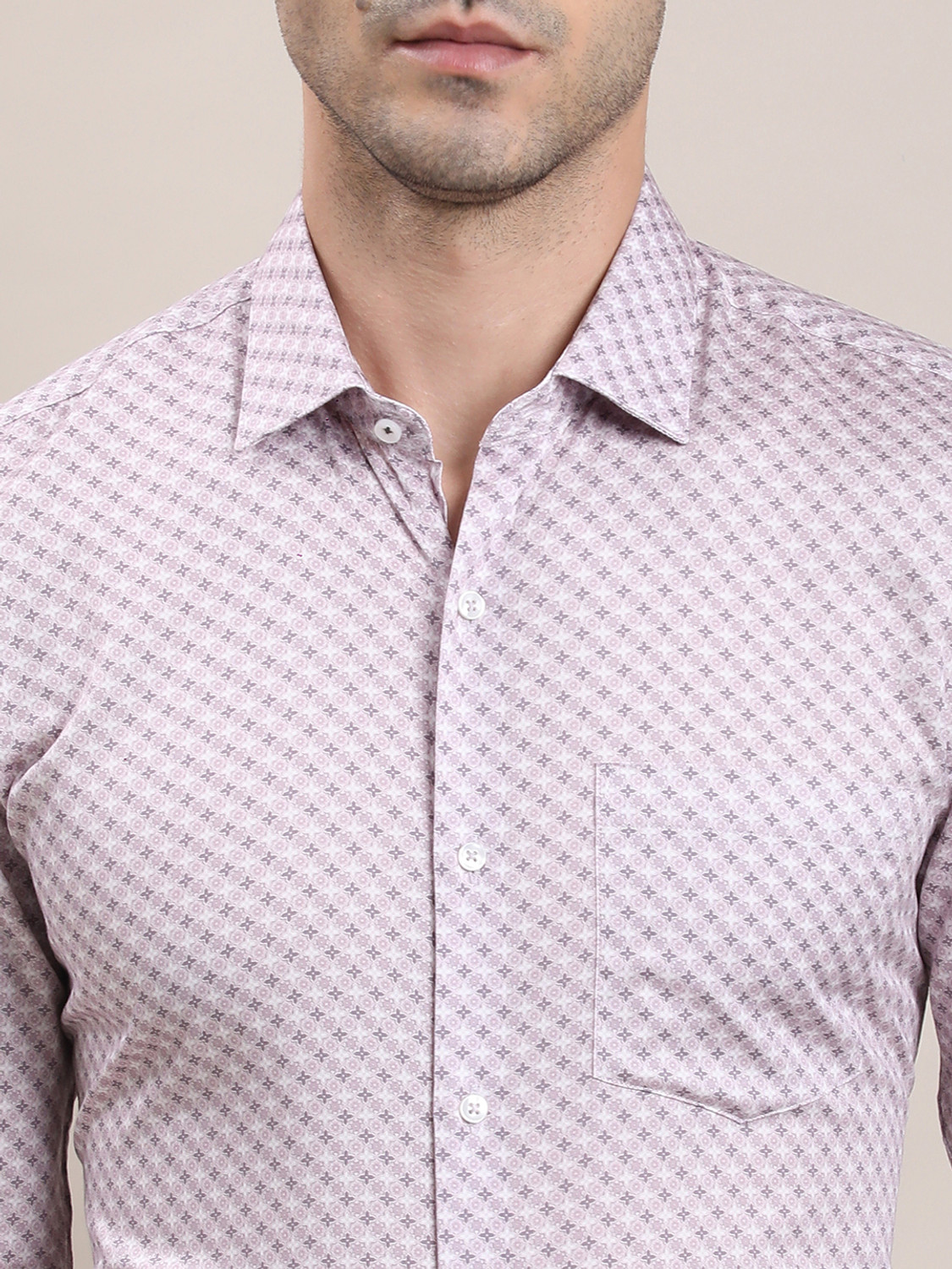 Image of TURTLE Men Printed Formal Purple Shirt