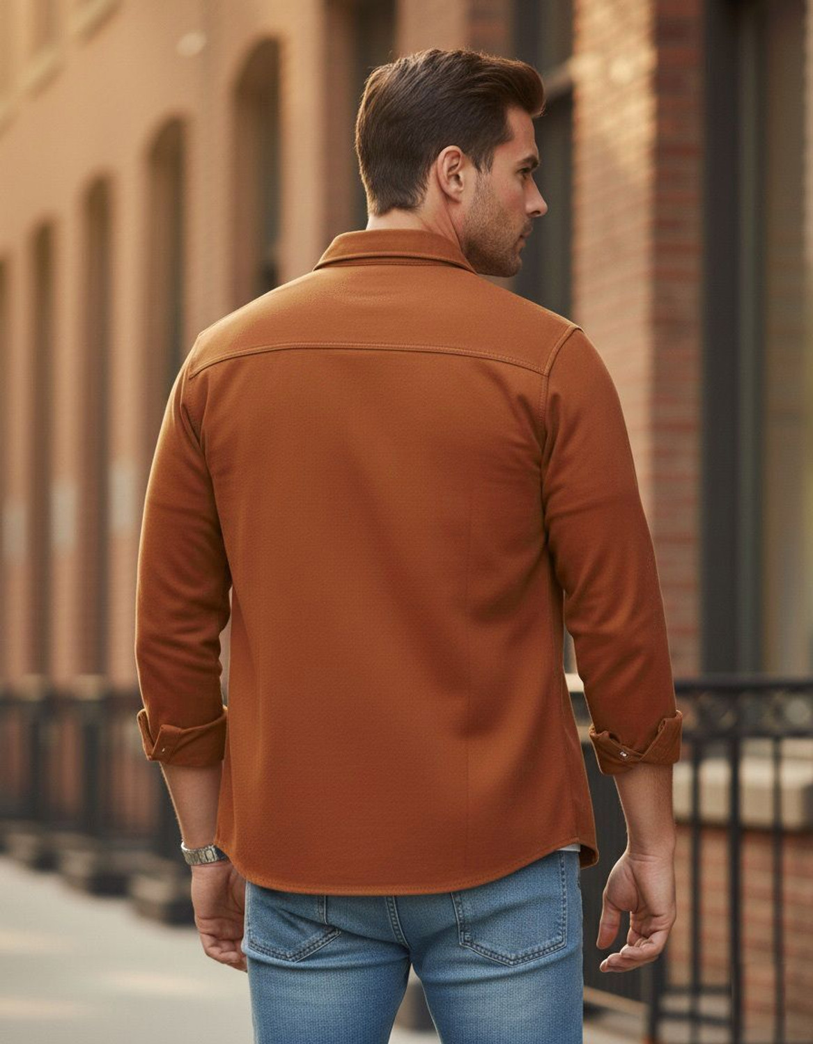 Image of MRNYB Men Solid Casual Brown Shirt