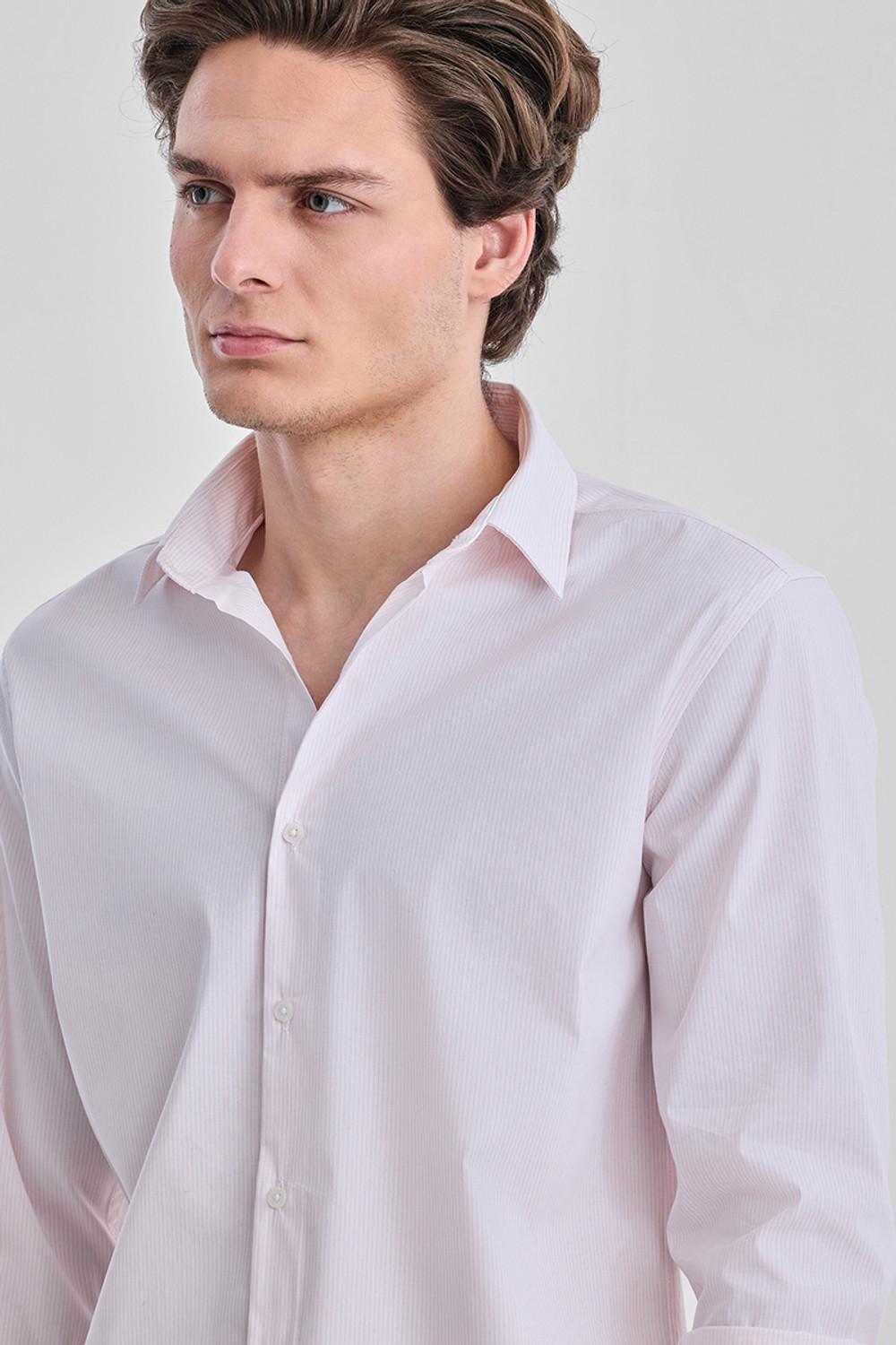 Image of Snitch Men Striped Formal Pink Shirt
