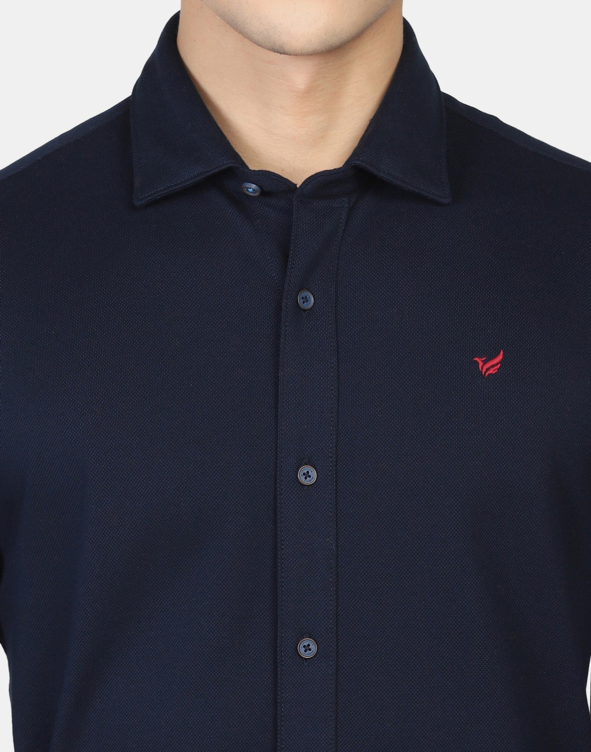 Image of Blackberrys Men Solid Casual Blue Shirt