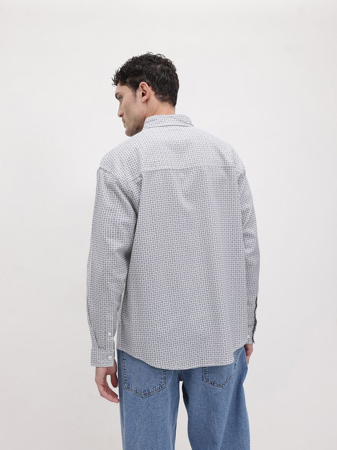 Image of Roadster Men Checkered Casual White Shirt