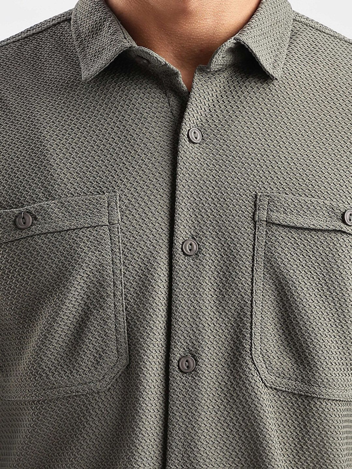 Image of HERE&NOW Men Striped Casual Grey Shirt