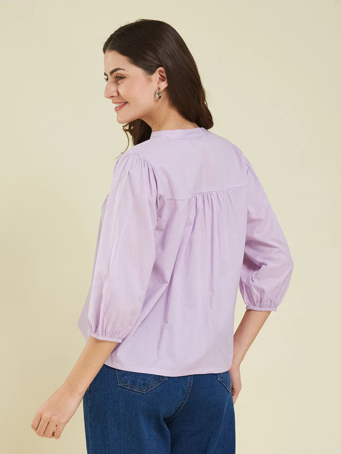 Image of J TURRITOPSIS Women Embroidered Casual Purple Shirt