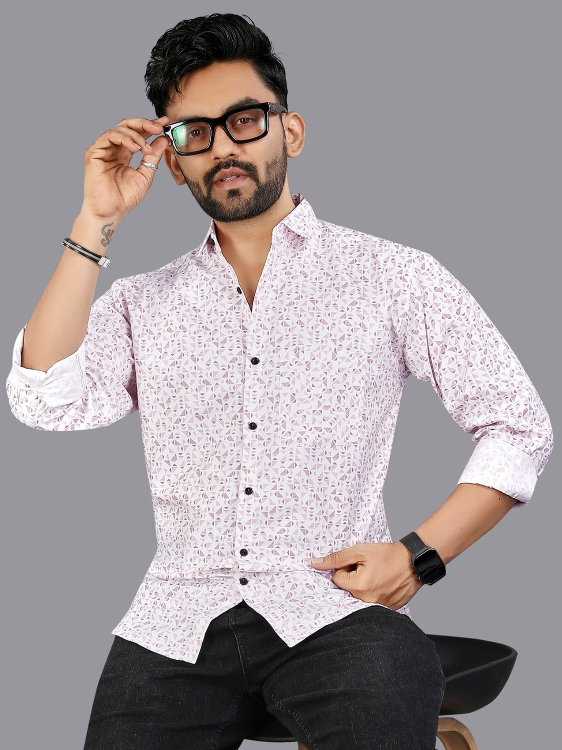 Image of METRONAUT Men Regular Fit Printed Spread Collar Casual Shirt