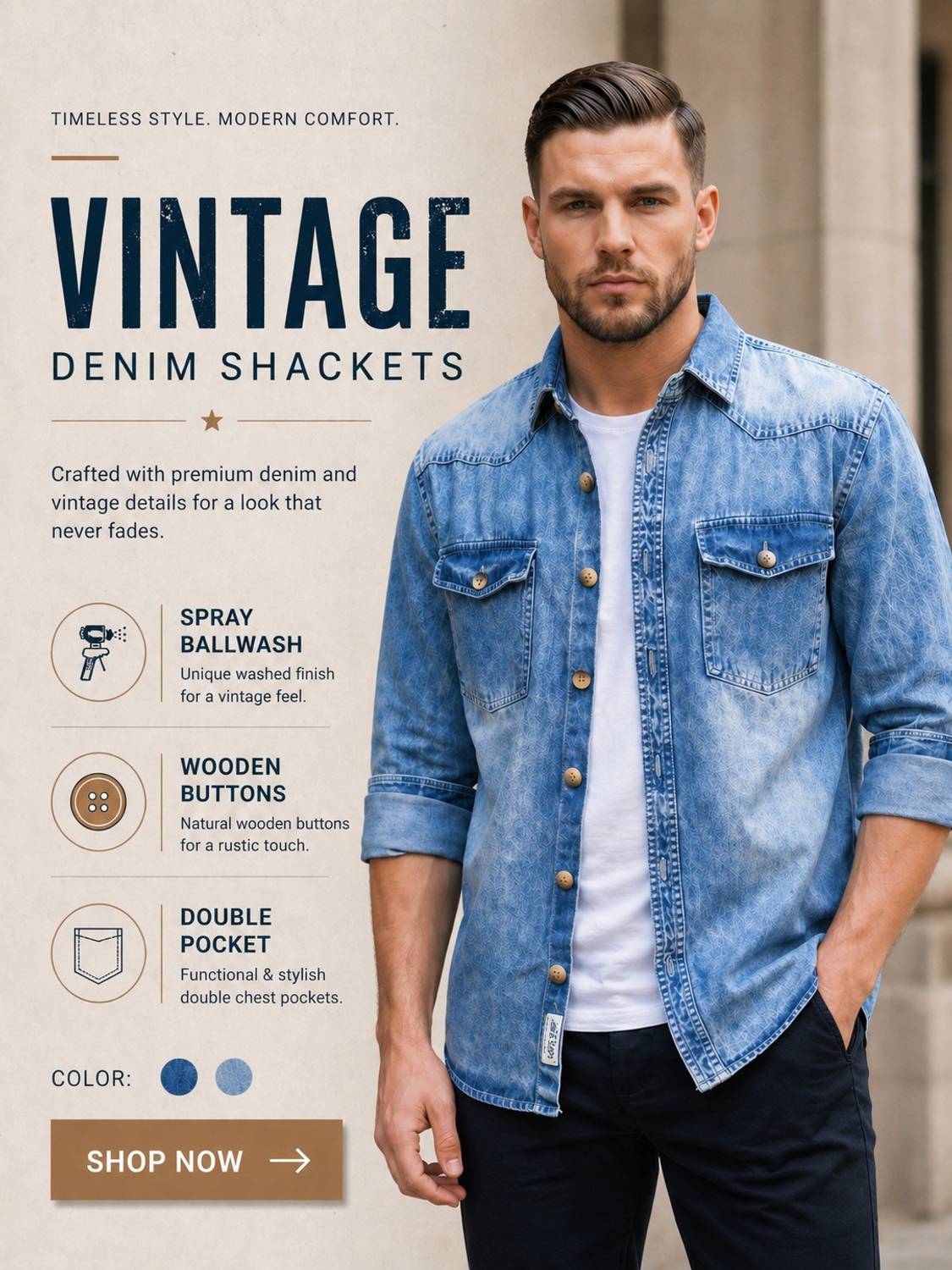KUONS AVENUE Men Washed Casual Light Blue Shirt - Image 5