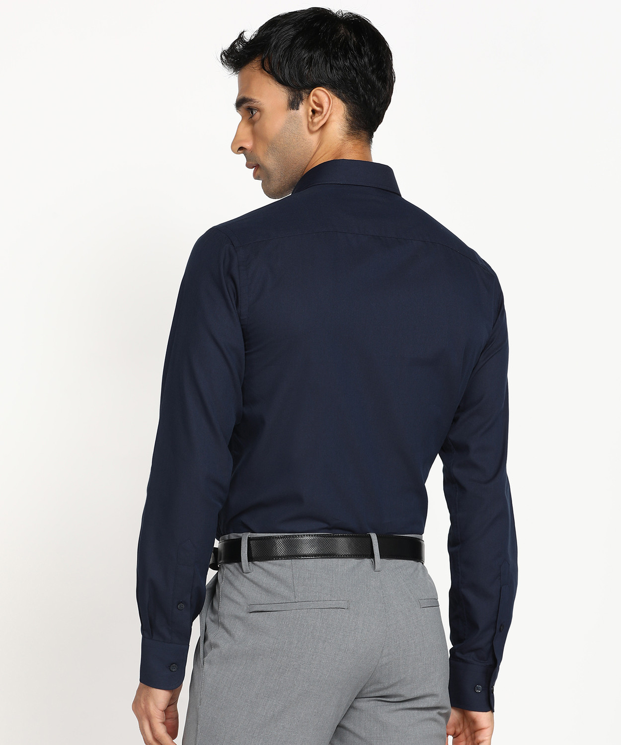 Image of PARK AVENUE Men Solid Formal Dark Blue Shirt